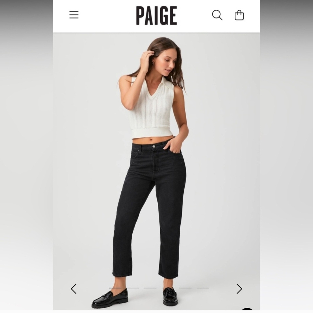 PAIGE Billy Crop covered button fly jeans dark dawn black, size 31